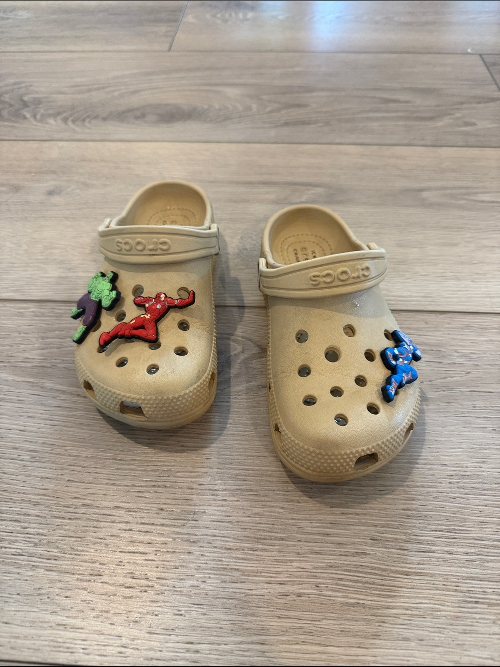 Kids classic clog with superhero charms